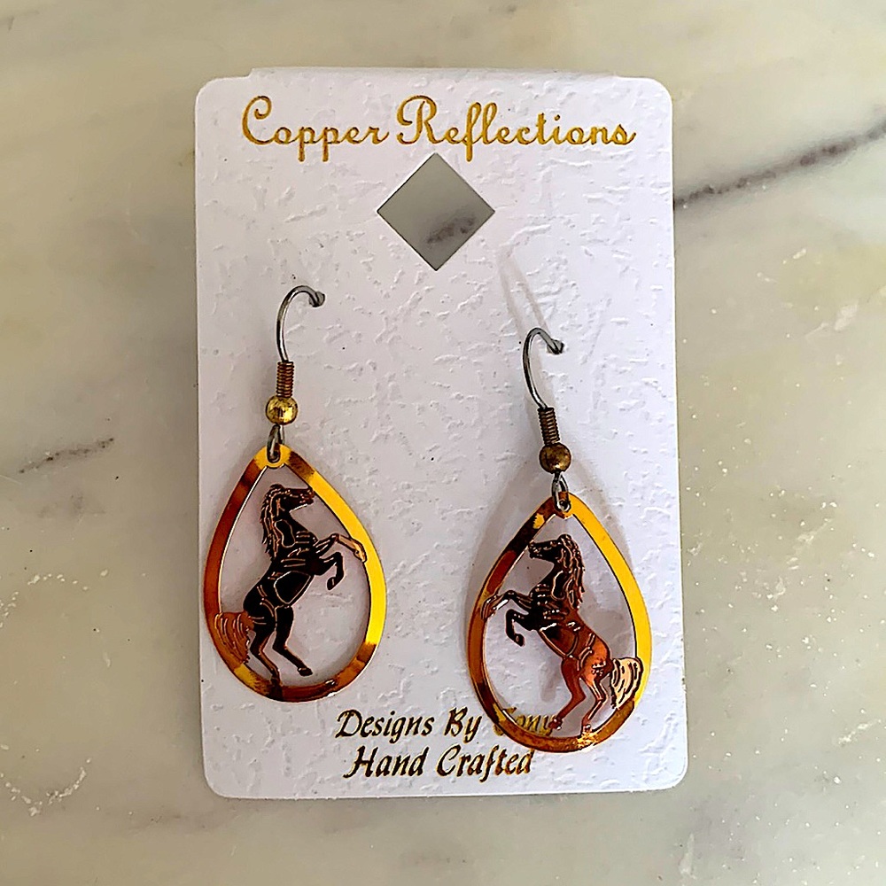 3/$25 ⭐️ Copper Horse Earrings Artisan Design